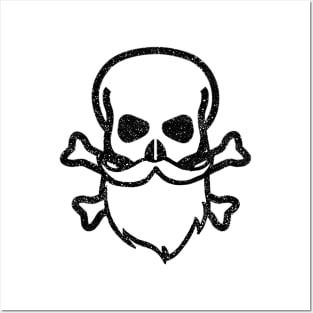 Skull and Beard - Black Posters and Art